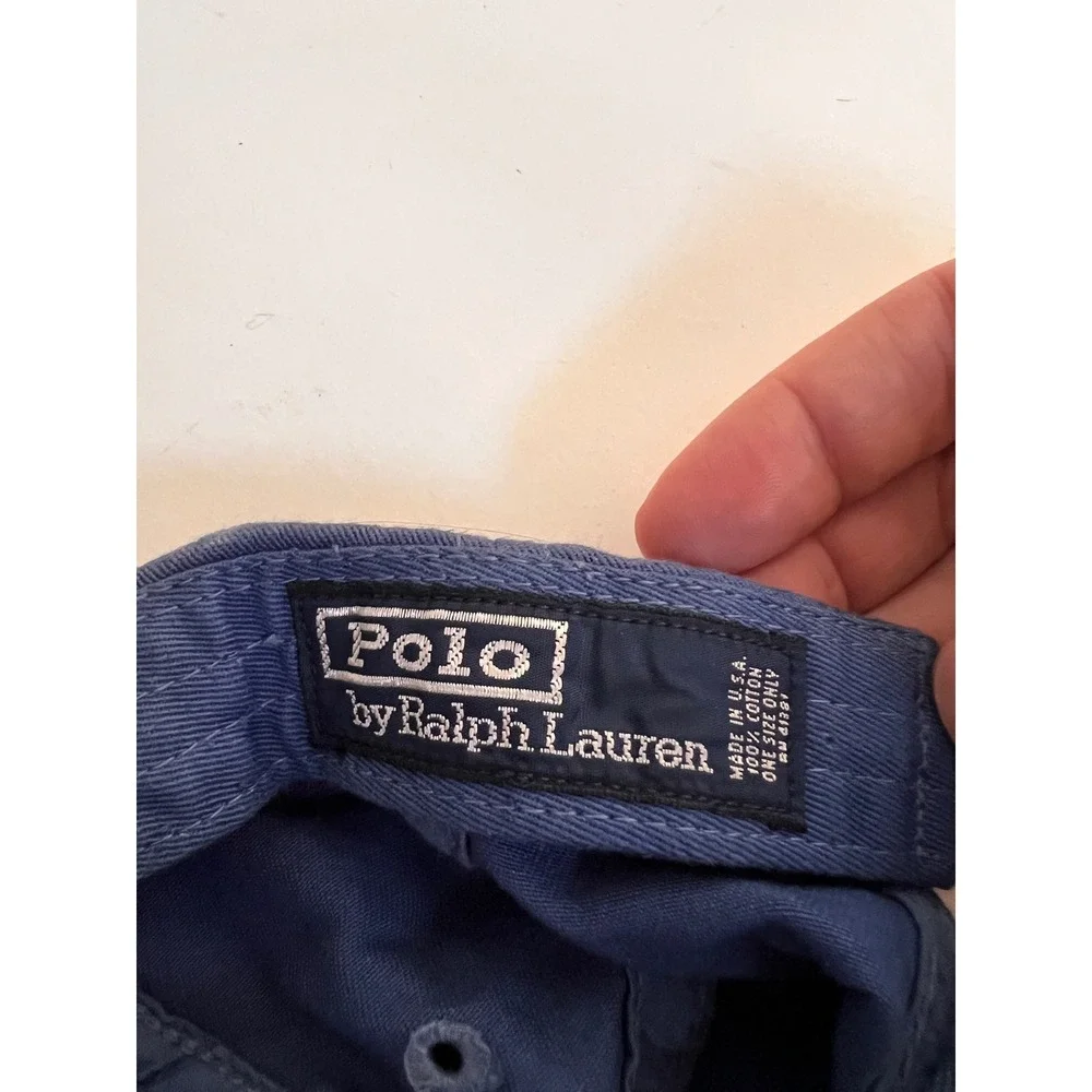 Polo Ralph Lauren Vintage Crest Baseball Cap Blue Cotton Made in USA Hat